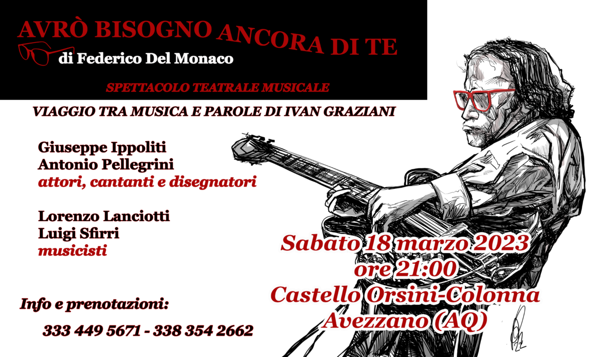 Ivan Graziani, al castello Orsini-Colonna lo spettacolo-tributo “Avrò bisogno ancora di te”